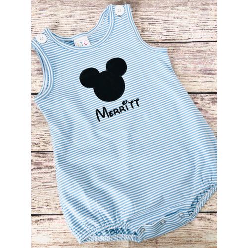 Light Blue Mouse Bubble for baby and toddler, cotton knit stripe bubble