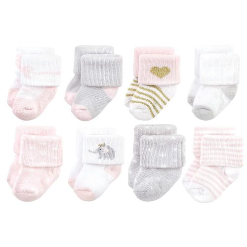 Hudson Baby Baby Girls' Cotton Rich Newborn and Terry Socks