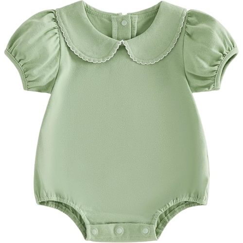 Newborn Baby Girl Boy Clothes Summer Short Sleeve Doll Collar Romper One Piece Bodysuit Shirts 0 3 6 12 18 Months