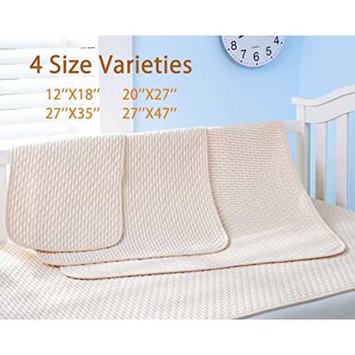 Elf Star Cotton Bamboo Fiber Breathable Waterproof Underpads Mattress Pad Sheet Protector for Children or Adults, Neutral Color, 1 Pad 20”X27” - 20"x27"