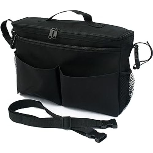 J.L. Childress Cool 'N Cargo Stroller and Wagon Cooler and Organizer - Universal Fit - Insulated - Attaches to Strollers, Wagons, Walkers and Wheelchairs - Large Capacity - Black