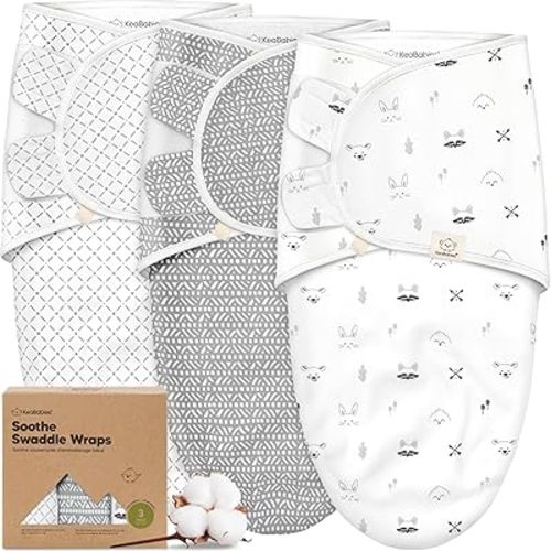 KeaBabies 3-Pack Organic Baby Swaddle Sleep Sacks - Swaddles for Newborns, Infant 0-3 Months, Baby Girls, Boys, Soft & Snug Newborn Sleep Sack, Nursery Swaddling Blankets (Nordic, OS)