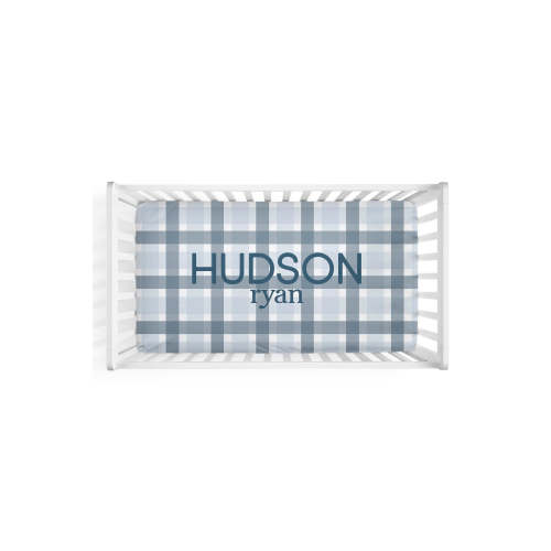 Paxton's Plaid Personalized Crib Sheet