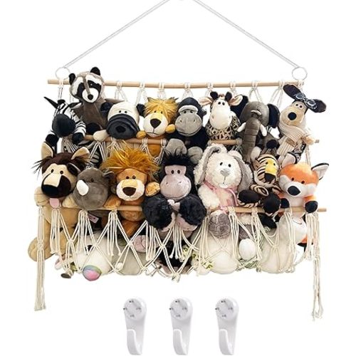 Stuffed Animal Net or Hammock Handmade Hammock Net for Stuffed Animals Corner Wall Hanging for Storage Organizer Holder for Small Stuffed Animal Net