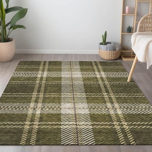 Addison Rugs Chantille ACN935 Green 5' x 7'6" Indoor/Outdoor, Machine Washable, Easy Clean, Non Shedding, Bedroom, Living Room, Dining Room, Kitchen, Patio Rug