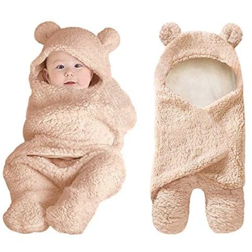 XMWEALTHY Cute Newborn Baby Boys Girls Blankets Plush Swaddle Blankets Brown