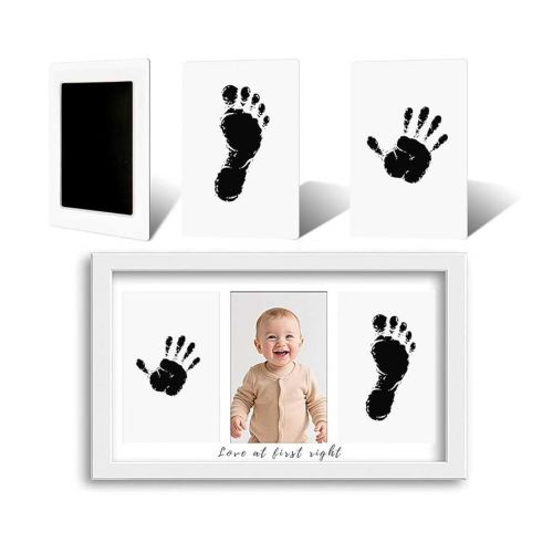 Inkless Baby Hand and Footprint Kit - No Mess Ink Pad for Handprint Girl - Clean Touch Dog Paw Print Kit, Personalized Baby Shower Gifts, Nursery Newborn Keepsake Frame(Alpine White)