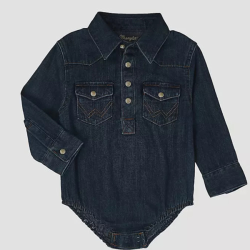 Long Sleeve Western Snap Denim Bodysuit | COLLECTIONS | Wrangler®