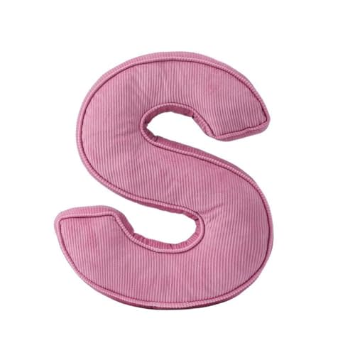Pink Letter Plush Pillow, Letter Hugging Throw Pillows, Decorative Corduroy Initial Letter Shaped Throw Pillows, Letter Pillows English Alphabet A to Z for Sofa Bedroom Living Room Decor (S)
