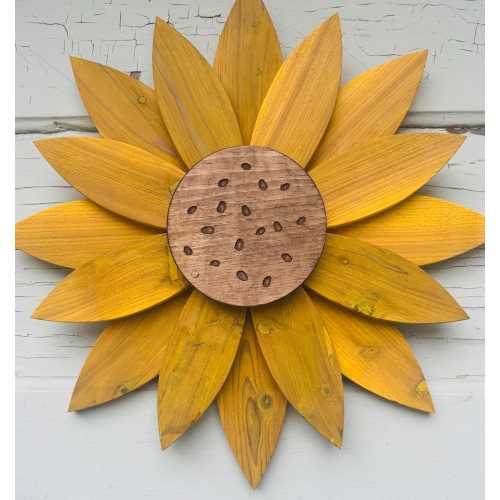 Rustic Wooden Sunflower, Farmhouse Sunflower, Wooden hanging outdoor or inside wall flower. Gift