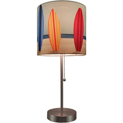 Zeckos 18-Inch Stainless Steel Surfboard Table Lamp, a Perfect Beach-Themed Decor Accent with Captivating Beach Surfboard Shade, Ideal for Living Rooms and Bedrooms
