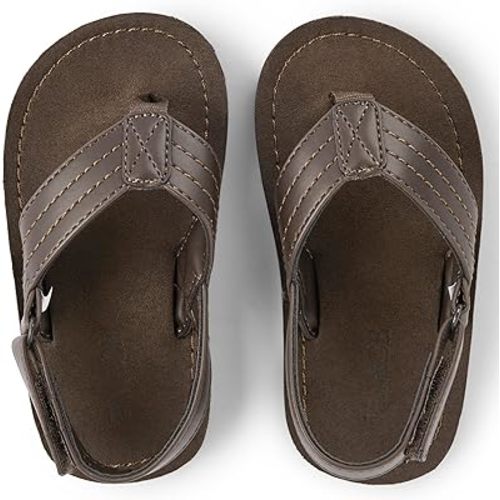 The Children's Place Baby Boys and Toddler Casual Flip Flops with Backstrap, Tan