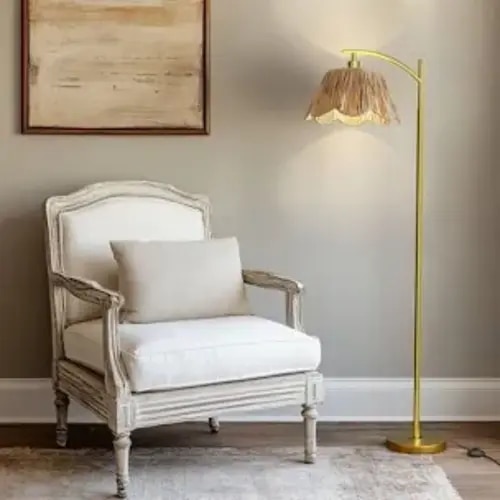 Oneach Rattan Floor Lamp for Bedroom, Boho Floor Lamp with Foot Switch, Farmhouse Standing Lamps for Living Room with Hand-Woven Shade, Walnut Metal Base - Google Search