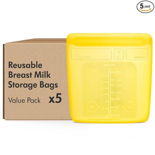 Medela Reusable Silicone Breast Milk Storage Bags with Double-Seal Design, BPA Free, One-Piece, Fridge and Freezer Storable, 220 ml, 500 Uses