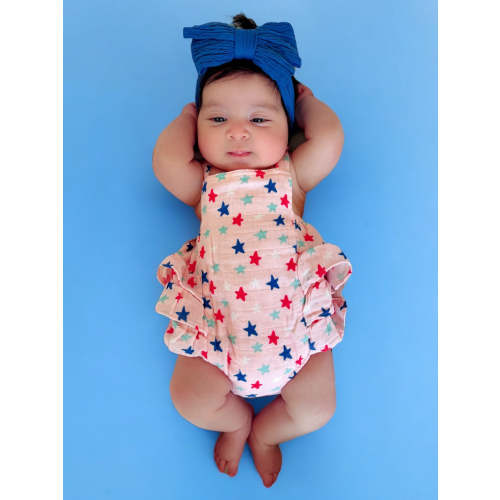 Splendid Stars Pink / Muslin Ruffle Sunsuit
