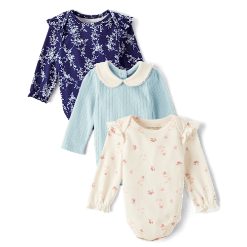 Baby Girls Floral Bodysuit 3-Pack - Homegrown by Gymboree - Blue