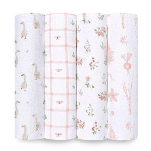 aden + anais essentials Muslin Swaddle Blankets - Butterfly Garden 4pk