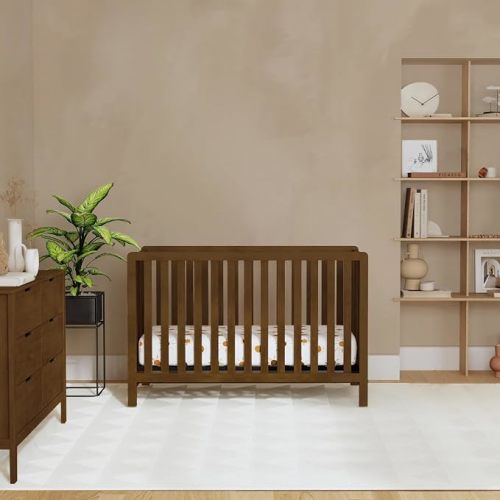 Carter's by Davinci Colby Low-Profile 4-in-1 Baby Crib, Walnut | GREENGUARD Certified Crib Convertible to Toddler Bed, Daybed & Full-Size Bed, 4 Adjustable Mattress Heights, Easy to Assemble
