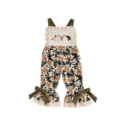 BemeyourBBs Toddler Baby Girls Camo Outfits Infant Hunting Duck Clothes Cute Camouflage Sleeveless Romper Jumpsuit Overalls Toddler Bell Bottoms