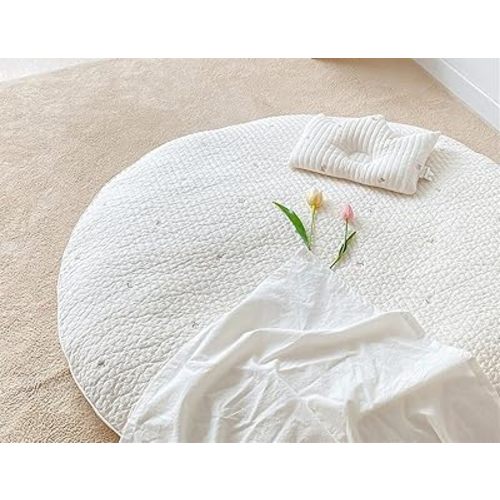 Baby Play Mat Infant Toddler Boy Girl Round Playmats Detachable Washable Crawl Mat Baby Room Area Rug Floor Mat Carpet for Activity Floor Mat Room Decorative (Tulip)