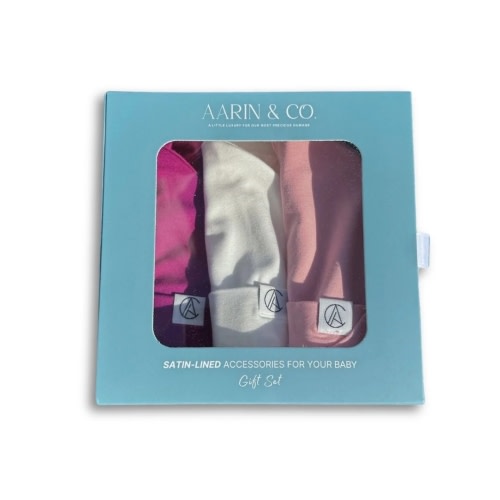Newborn Satin Lined Jersey Beanie Gift Set-Girl – Aarin & Co.
