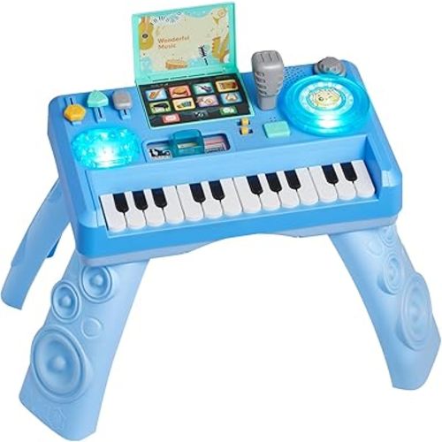 VEVOR Baby DJ Playset for Toddlers 1-3, Educational Musical Table Toys with 133 Sound Sources, Recording and LED DJ Turntable, Baby Activity Table for Birthday, Gift for Kids Aged 6+ Months