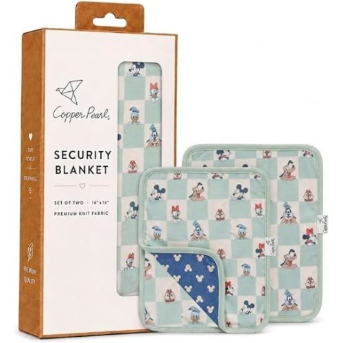 Copper Pearl 3-Layer Knit Security Blanket Set Sized 16" x 16" 2-Pack Mickey Mouse & Friends