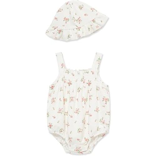 Little Me Clothes for Baby Girls' Terry Bubble Romper and Hat Set