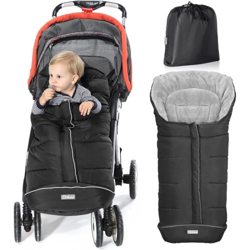 Amazon.com: Orzbow Stroller Footmuff Universal, Weather-Proof Baby Bunting Bag, Warm | Ultra-Plush Blanket Cover with Reflective Strips, Machine Washable, Easily Attaches to Most Strollers, Baby Winter Essentials : Health & Household