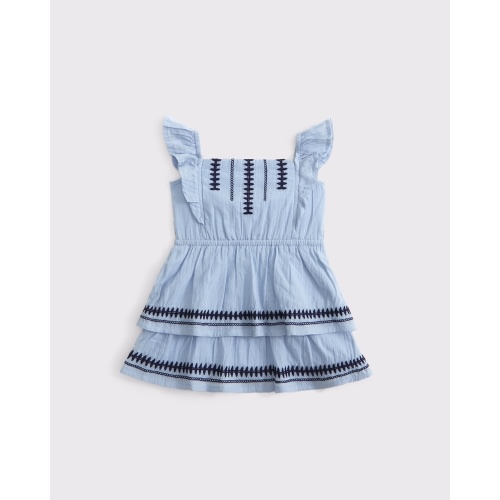 baby embroidered flutter sleeve tiered dress