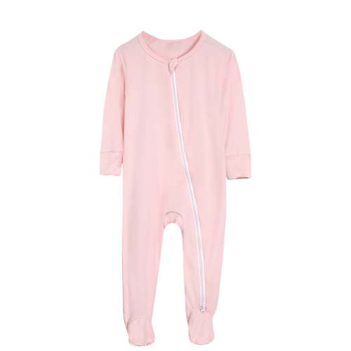 JMKQLZ Soft Baby Bamboo Viscose Footie Pajamas, Zipper Closure, Infant Solid Color Crawling Suit Long Jumpsuit Newborn Rompers, 0-24 Months