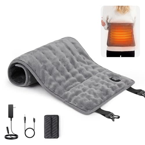 Portable Cordless Heating Pad for Back Shoulders 12x24, 10000mAh Battery | Electric Heat Pad Rechargeable & Wireless,3 Heat Settings & 2 Hours Auto-Off,abdominal pads,Birthday Gifts for Women Men