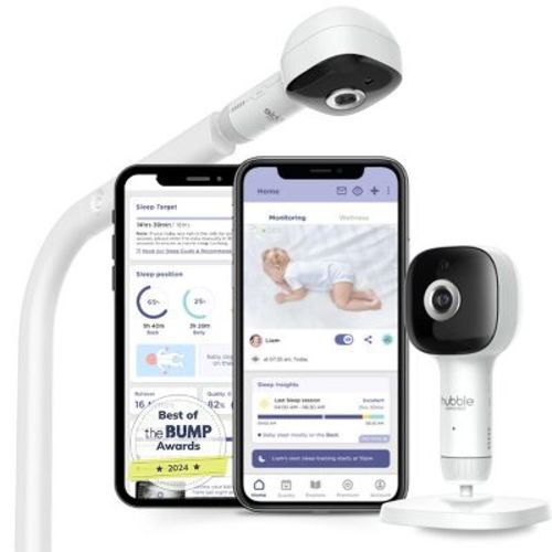 HUBBLE CONNECTED SkyVision AI-Enhanced HD Smart Baby Monitor, 1 Cam, Parent Unit, Smart Rollover & Cry Detection, AI Sleep Report, Night Vision