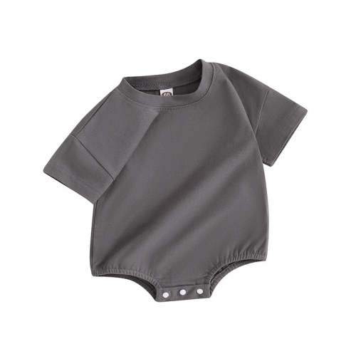Baby Girls Boys Bubble Romper Short Sleeve Oversized Solid Color Basic – August + Willow