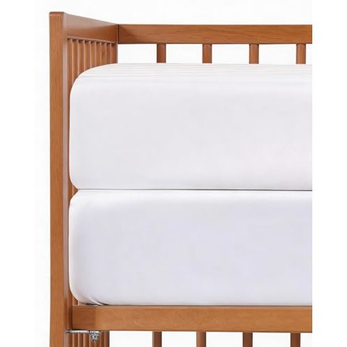 Baby Crib Sheets for Boys & Girls - Pack of 2 Fitted Microfiber Crib Sheets for Standard Crib & Toddler Mattress - Soft, Breathable & Wrinkle Free - Machine Washable, Oeko Tex - 52x28x8in - White Duo