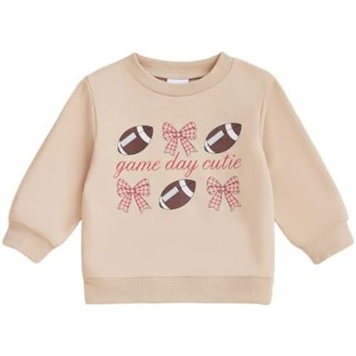 Toddler Baby Boy Girl Clothes Long Sleeve Crew Neck Letters Rugby Pullover Sweatshirt Tops for Inafnt Boys Girls