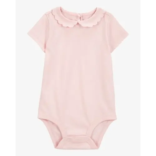 Baby Scalloped Collar Short-Sleeve Bodysuit - Pink - OshKosh B'gosh | Carter's