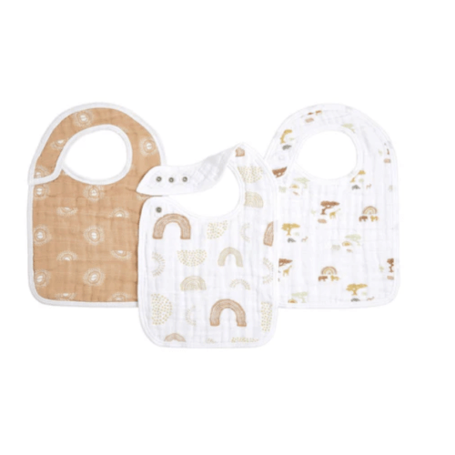 Keep Rising Cotton Muslin Snap Bibs 3pk | aden + anais