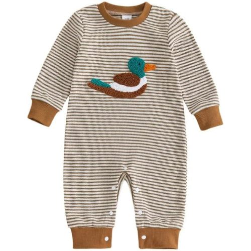 Biayxms Newborn Baby Boy Girl Mallard Duck Outfits Romper Short Sleeve Duck One Piece Jumpsuit Overalls Hunting Baby Clothes