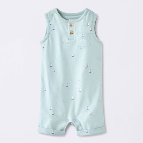 Baby Boys' Sailboat Henley Tank Romper - Cloud Island™ Blue 0-3M