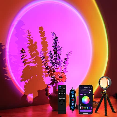 Sunset Lamp Projector with Remote/APP Control,360° Multi-Color Sunset Light | Multi Modes,Timing Function,Led Mood Light,Sunset Lamp for Photography/Party/Room Decor,Gifts for Christmas,Thanksgiving Day