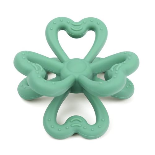 haakaa Silicone Clover Teether, Teethers for Babies 3 Months+, Pea Green