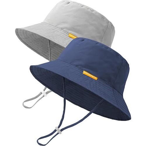 Baby Sun Hat Kids Summer UPF 50+ Toddler Bucket Hat Wide Brim Adjustable Beach Hats for Boys Girls Age 0-6 Years