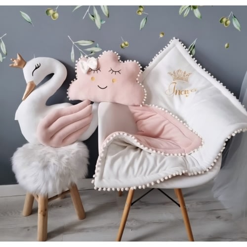 Baby pillows - pillow swan, cloud, optional crib baby blanket