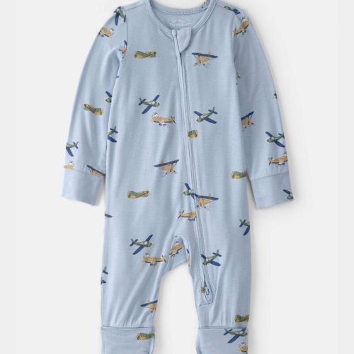 Baby Boy Plane 2-Way Zip PurelySoft Sleeper - Blue | Carter’s Oshkosh Canada
