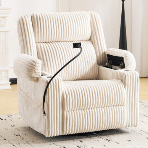 Latitude Run® Veya Power Recliner Chair With Massage And Heat,swivel Rocker Recliner Chair For Adults With Arm Storage,phone Stand & Reviews | Wayfair