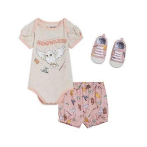Baby Girls Bodysuit, Shorts and Shoes 3 Piece Outfit Set