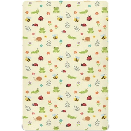 Caterpillar Frog Bee Baby Crib Sheets, 52"x 28"