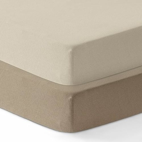 Dreamology Standard Crib Sheets,2 Pack,Cotton Crib Sheet,Soft and Breathable,100% Cotton Jersey Crib Sheet Boys, Girls, Neutral Crib Sheets for Standard Cribs, 52x28 Crib Mattress Sheet | Brown,Ecru