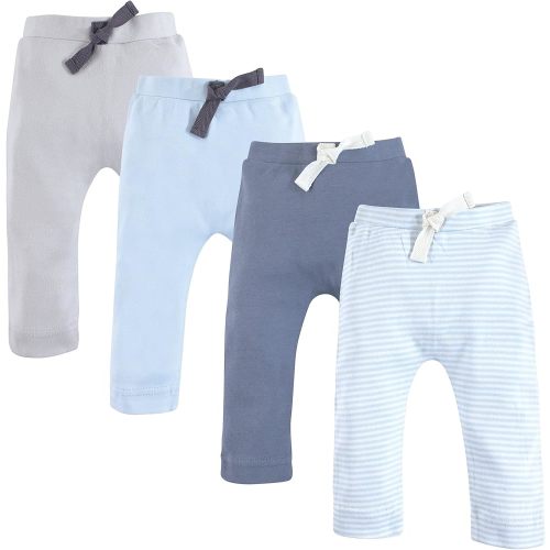0-3 Months|Touched by Nature Unisex Baby Organic Cotton Pants, Lt. Blue Gray